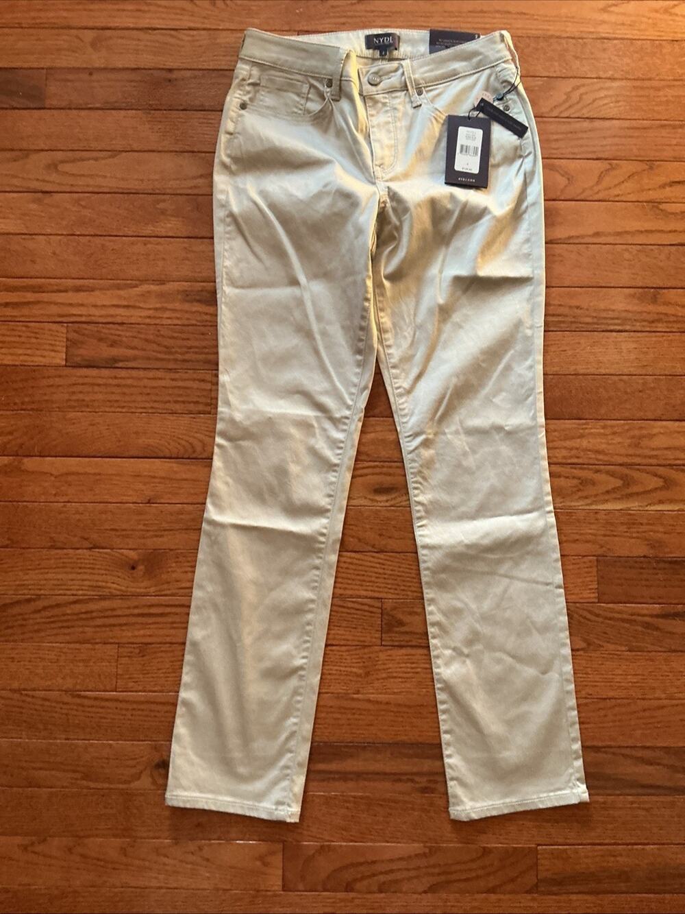 NYDJ Sheri Slim Khaki Size 2 Lift Tuck Not Your Daughters Feather $129 NEW